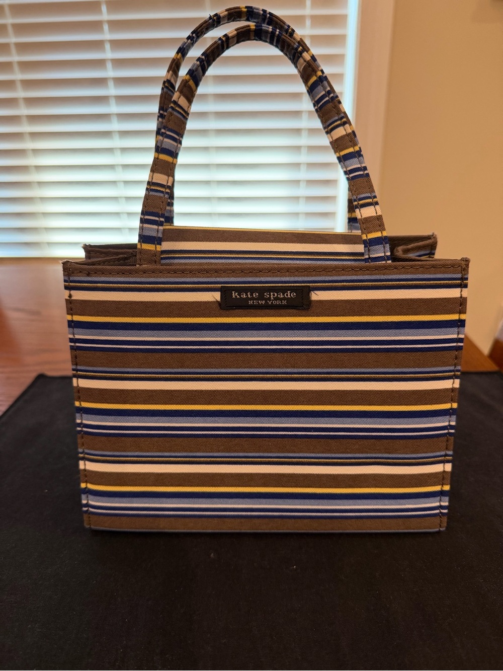 kate spade Striped Canvas Tote in Brown, Blue, Cream and Gold